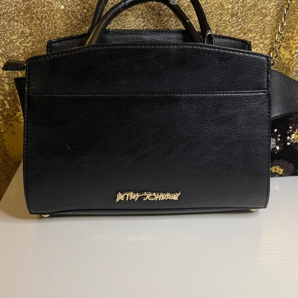 Betsey Johnson Evening Prowl Sequined Velvet Convertible satchel set